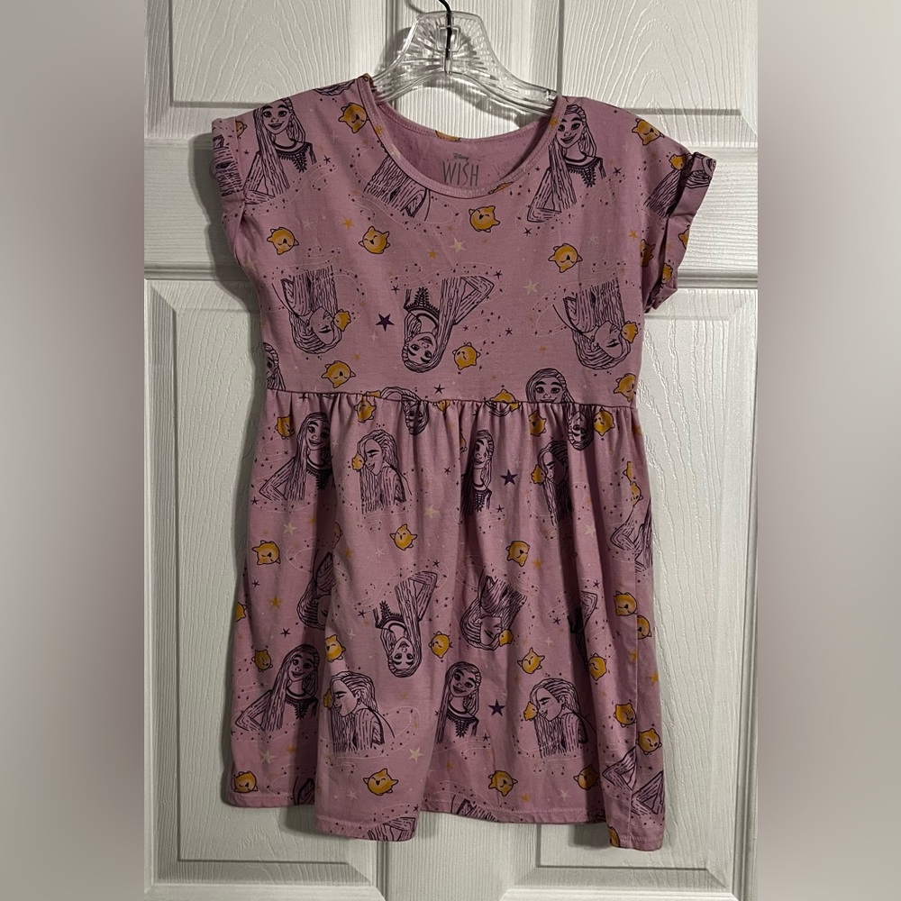 Disney Wish Girls Short Sleeve Dress Size M (7/8) With Characters Purple